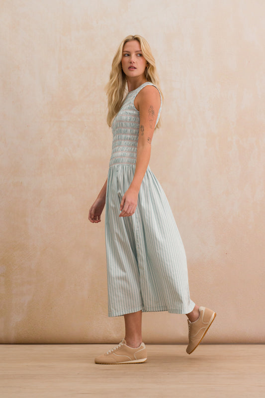 Fitted Shirred Midi Dress
