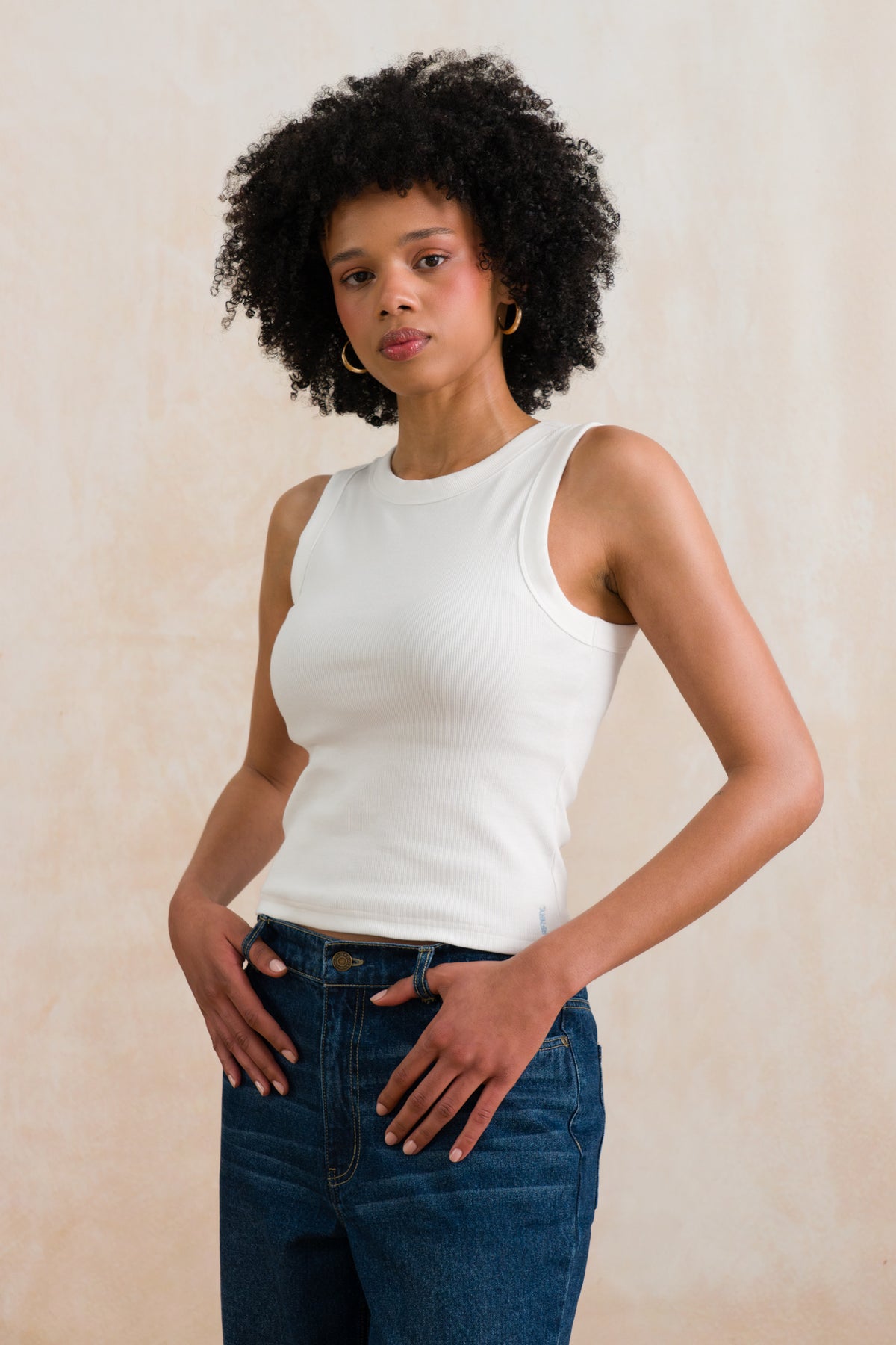 Hi Neck Thick Binding Ribbed Tank