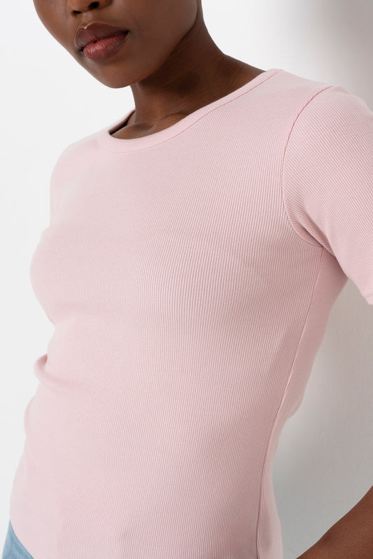 Ribbed Fitted T-Shirt