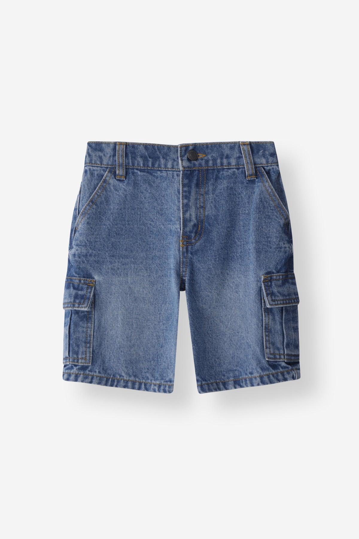Relaxed Fit Denim Cargo Short