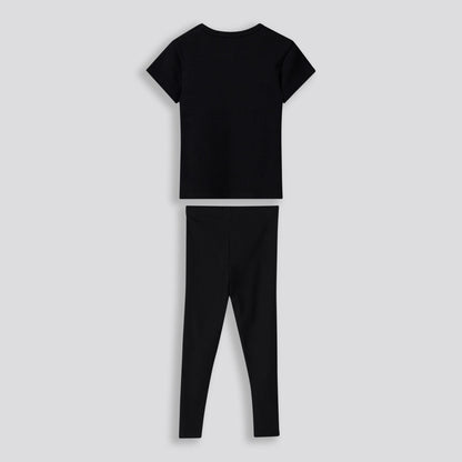 Girls Ribbed Tee Black