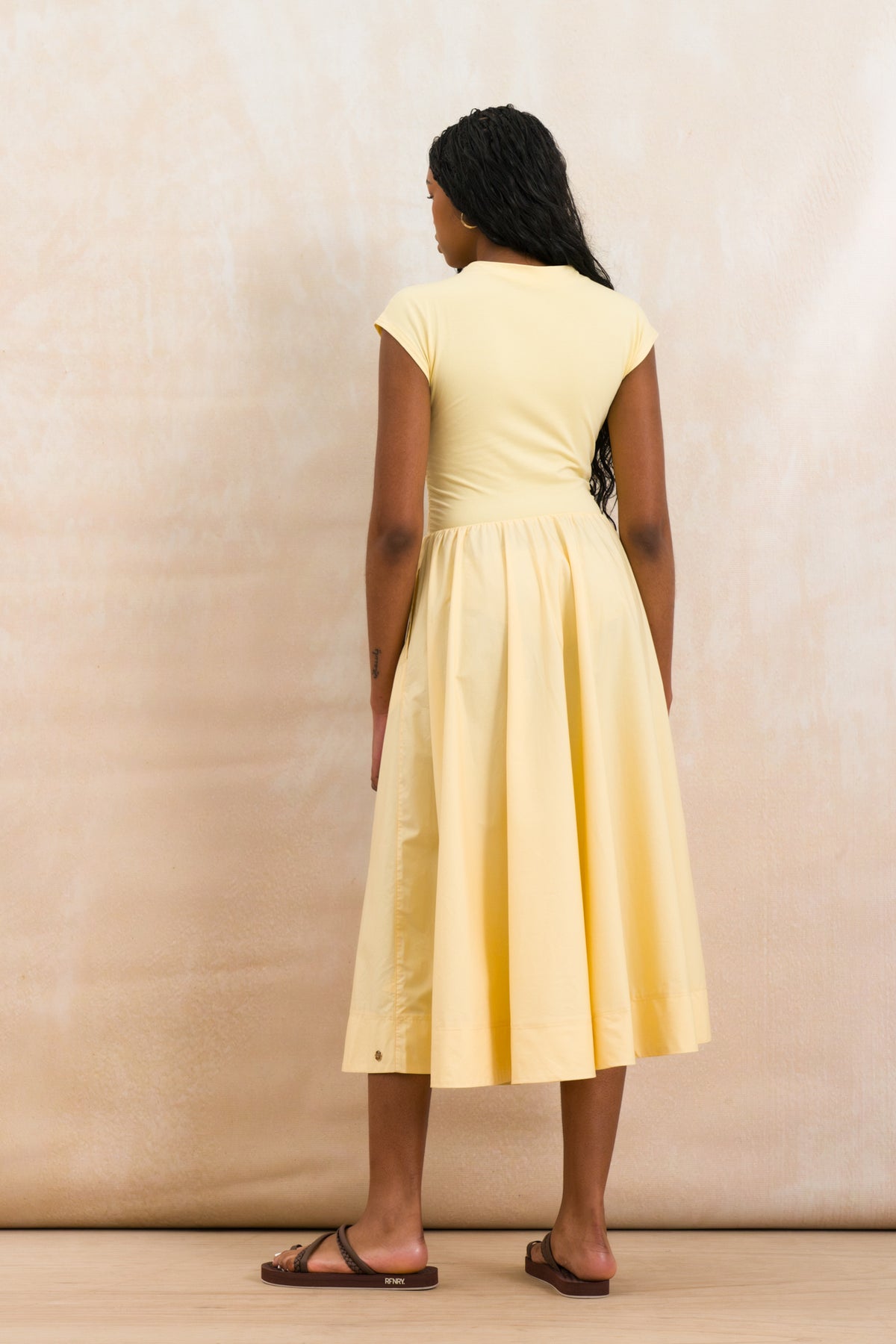 Cap Sleeve Midi Combo Dress