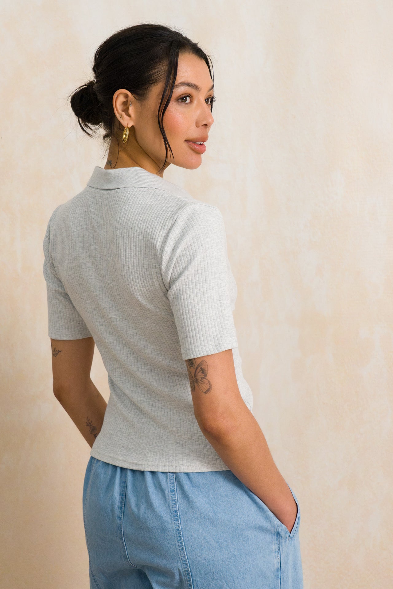 Button Through Ribbed Golfer