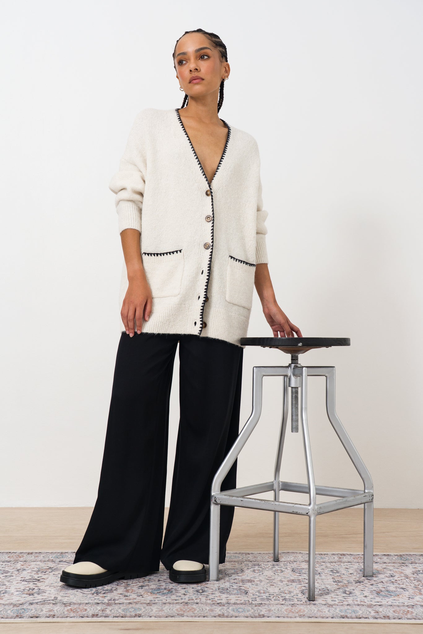 Contrast Stitch Cardigan from REFINERY – Refinery