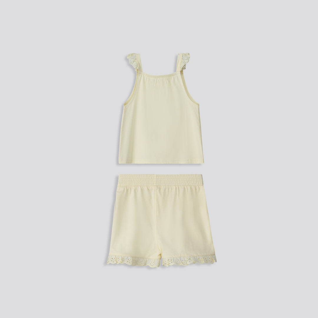 Girls Frill Edge Shorts _ 153249 _ Yellow