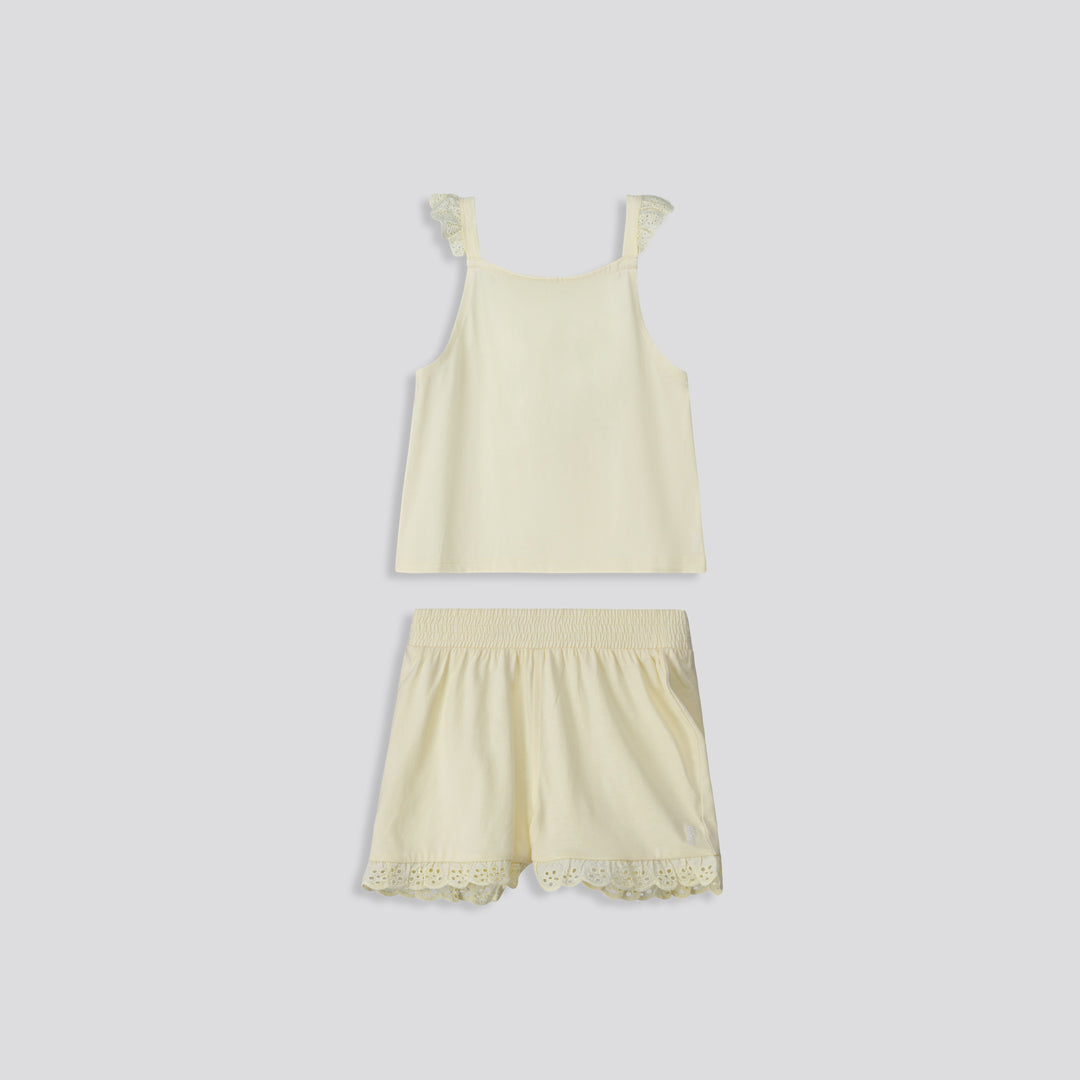 Girls Frill Edge Shorts _ 153249 _ Yellow