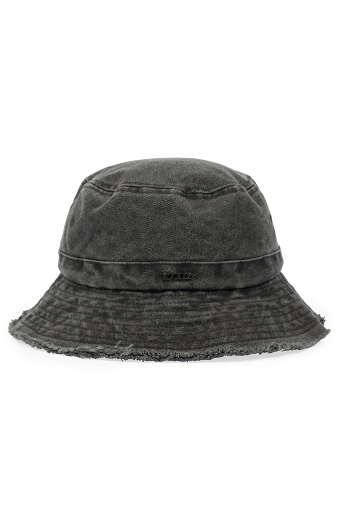 Raw Edge Hat _ 160998 _ Charcoal