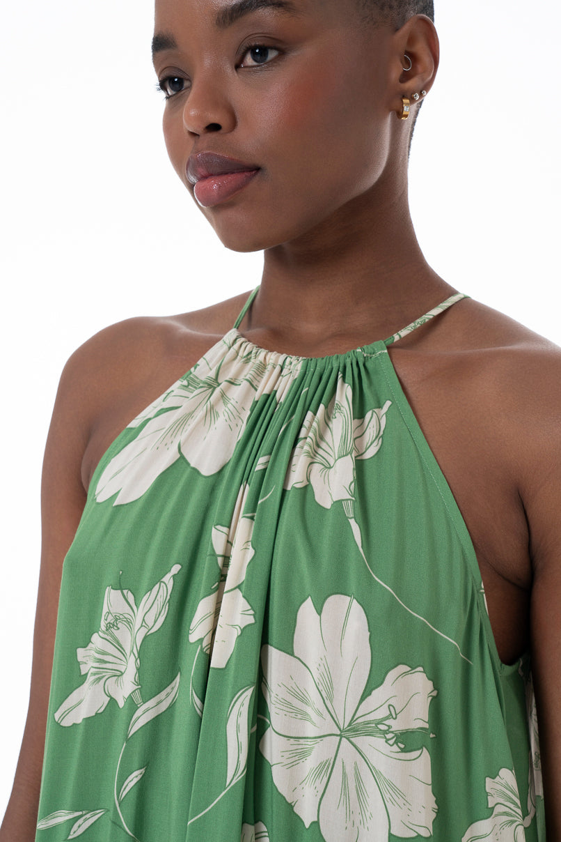 Green trapeze dress hot sale