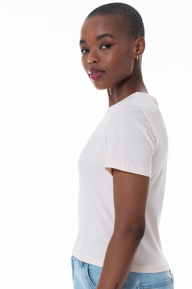 Hi-Neck Fitted T-Shirt _ 156417 _ Pink