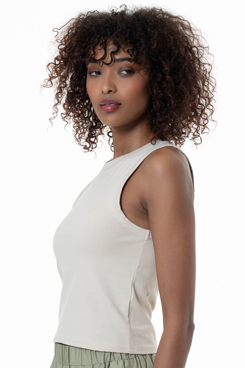 Short Knit Tank _ 152286 _ Stone