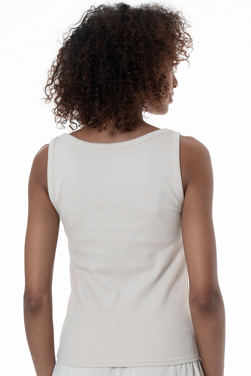 Scoop Neck Tank Top _ 154564 _ Stone