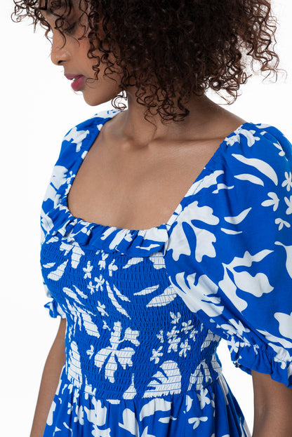 Puff Sleeve Dress _ 153761 _ Cobalt