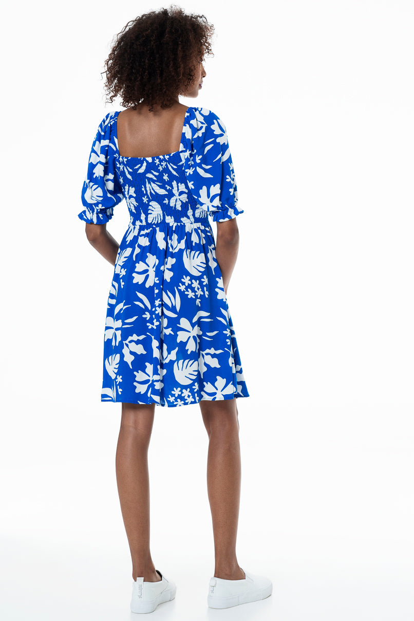 Puff Sleeve Dress _ 153761 _ Cobalt