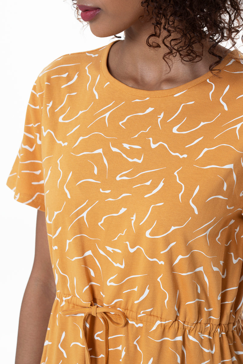 Drawstring T-Shirt Dress _ 153684 _ Yellow