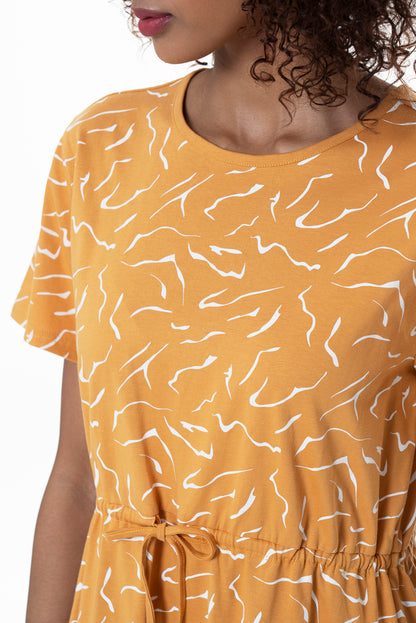 Drawstring T-Shirt Dress _ 153684 _ Yellow