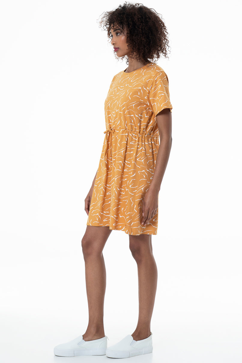 Drawstring T-Shirt Dress _ 153684 _ Yellow