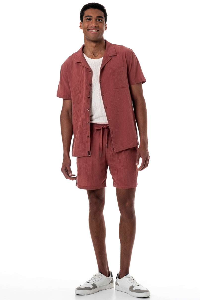 Crinkle Shirt _ 154515 _ Rust