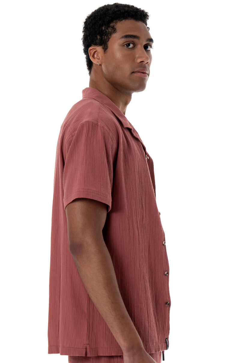 Crinkle Shirt _ 154515 _ Rust