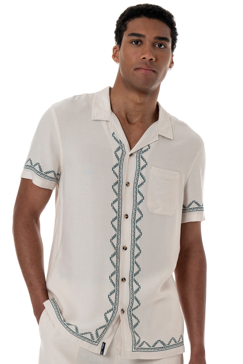 Border Print Shirt _ 154516 _ Cement
