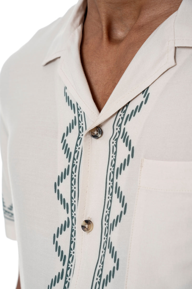 Border Print Shirt _ 154516 _ Cement