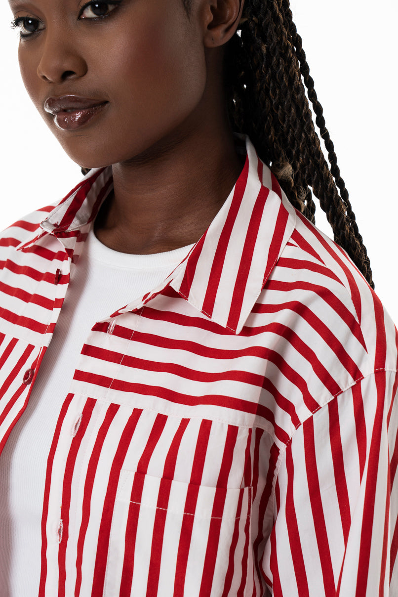 Poplin Stripe Shirt _ 153777 _ Red