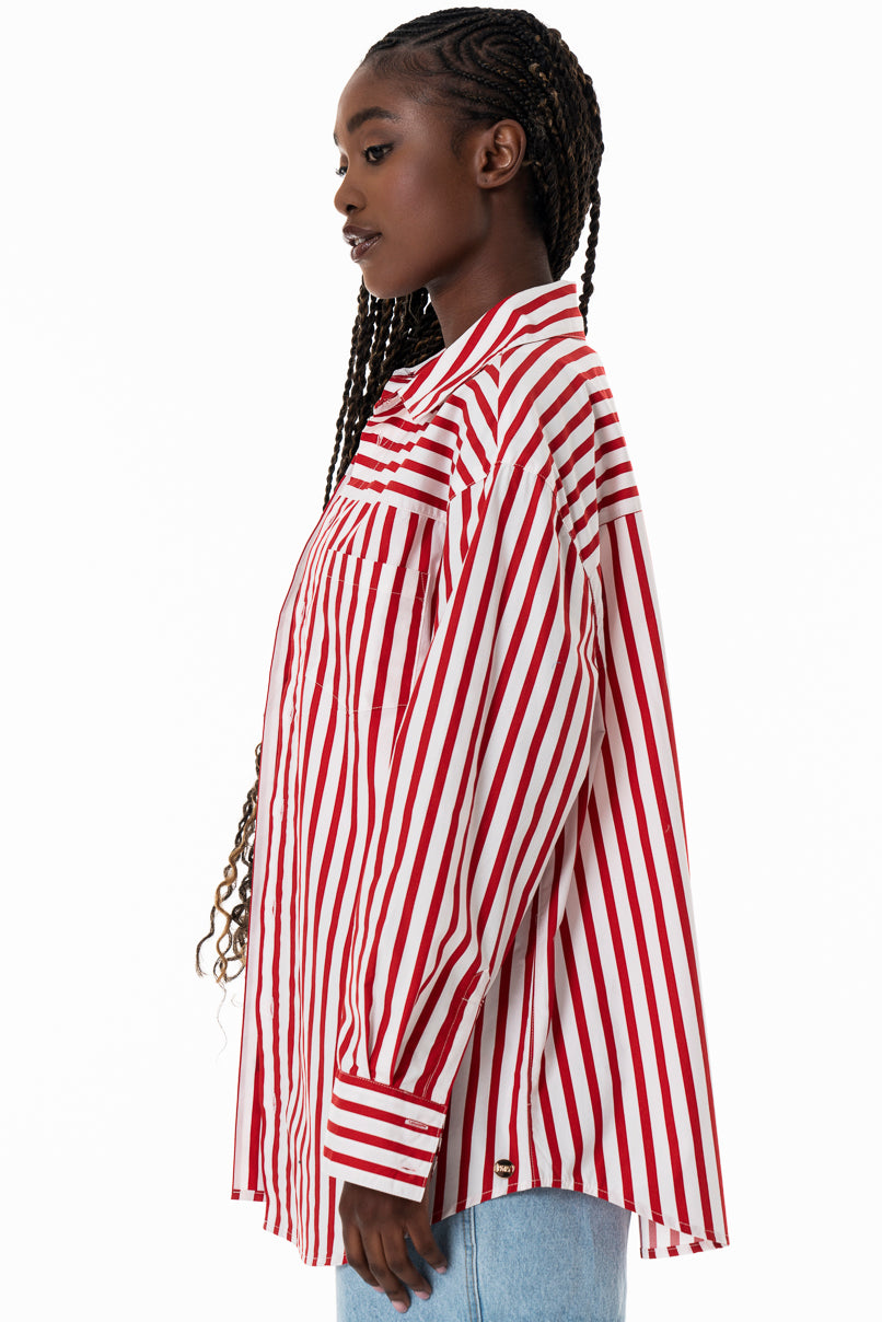 Poplin Stripe Shirt _ 153777 _ Red