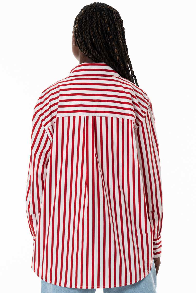 Poplin Stripe Shirt _ 153777 _ Red