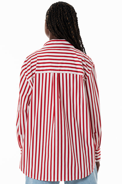 Poplin Stripe Shirt _ 153777 _ Red