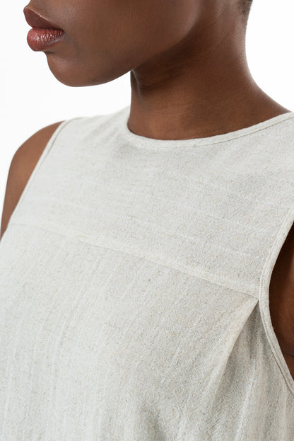 Pleat Detail Tank Top _ 152241 _ Natural