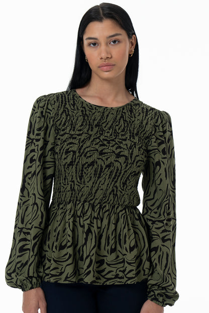 Peplum Blouse _ 157799 _ Olive