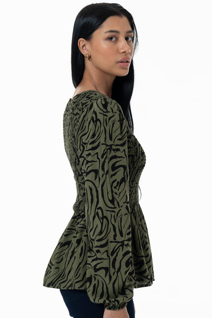 Peplum Blouse _ 157799 _ Olive