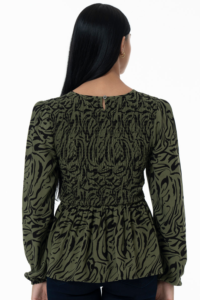 Peplum Blouse _ 157799 _ Olive