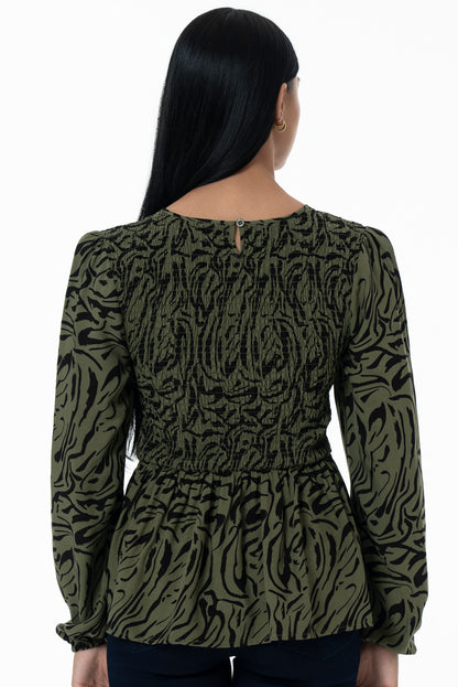 Peplum Blouse _ 157799 _ Olive