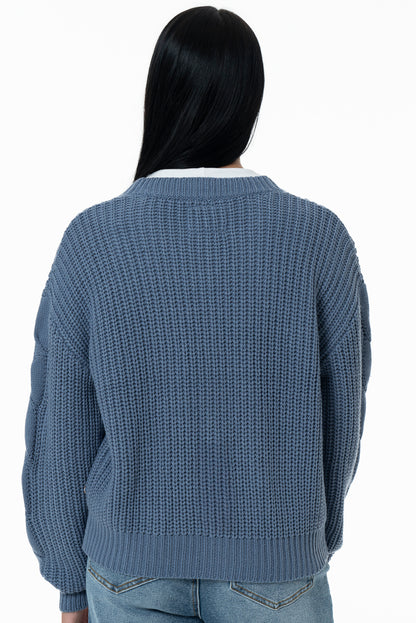 Chunky Cable Cardigan _ 157531 _ Blue