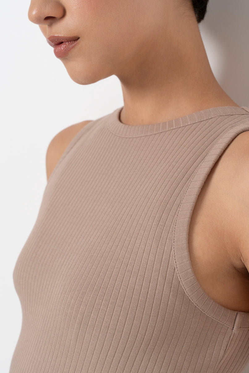Ribbed Bodycon Dress _ 157573 _ Brown