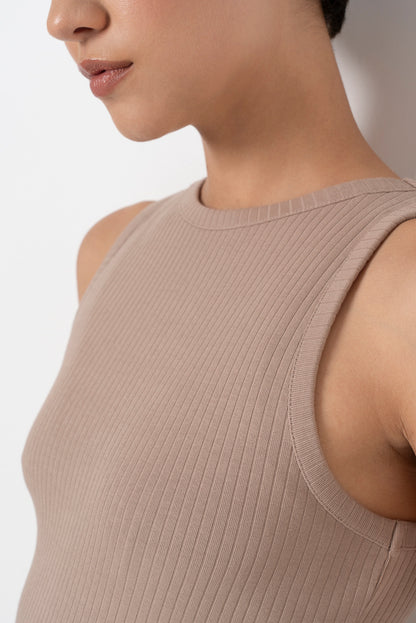 Ribbed Bodycon Dress _ 157573 _ Brown