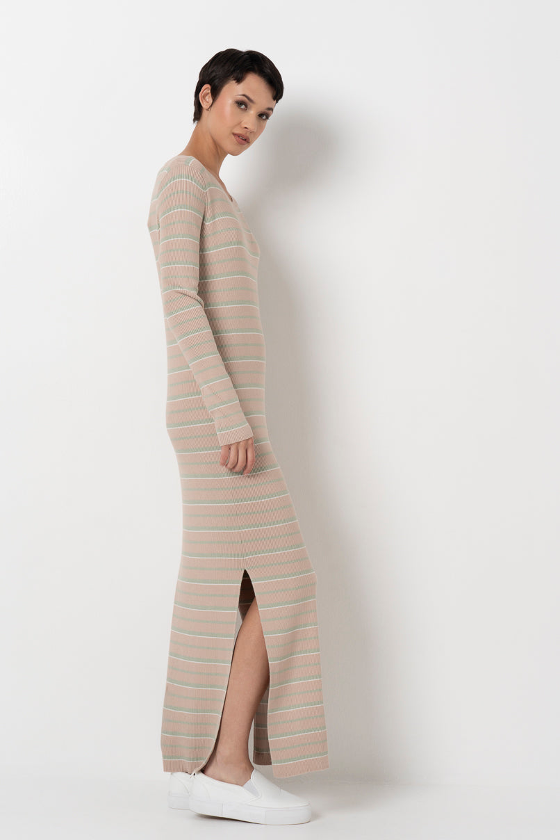 Knit Ribbed Dress _ 157892 _ Stone
