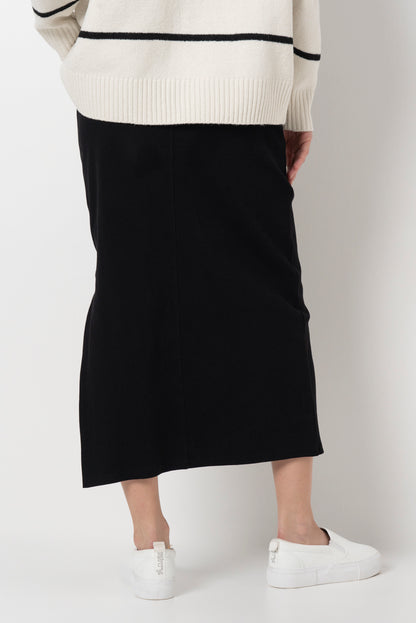 Ribbed Column Skirt _ 157827 _ Black