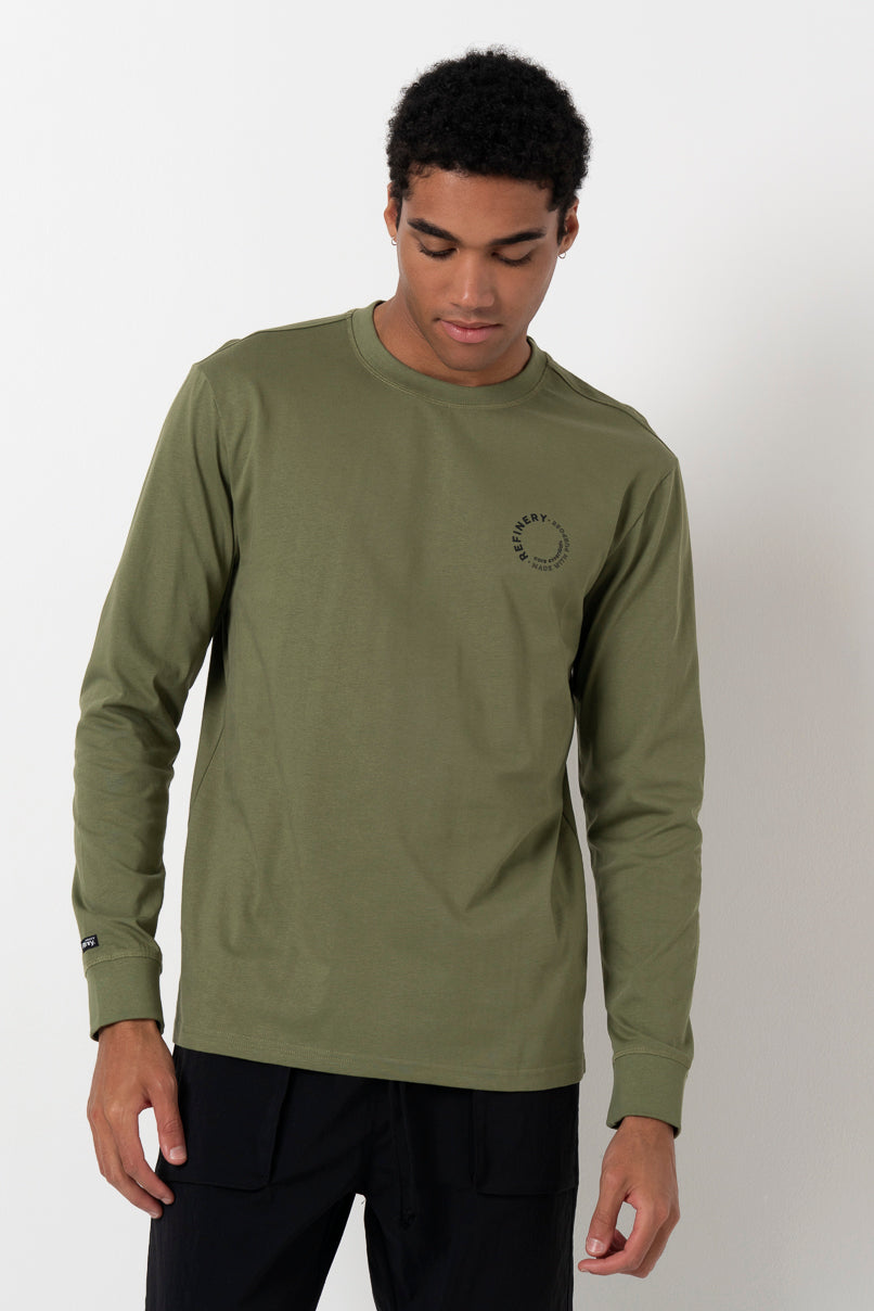 Branded Long Sleeve T-Shirt _ 157007 _ Olive