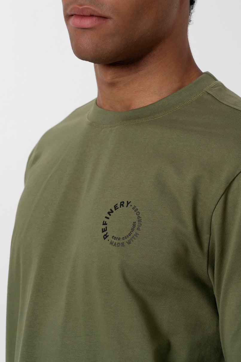 Branded Long Sleeve T-Shirt _ 157007 _ Olive