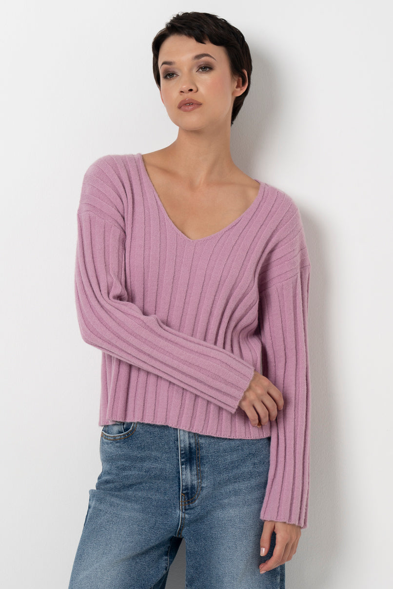 V-Neck Jumper _ 157547 _ Pink