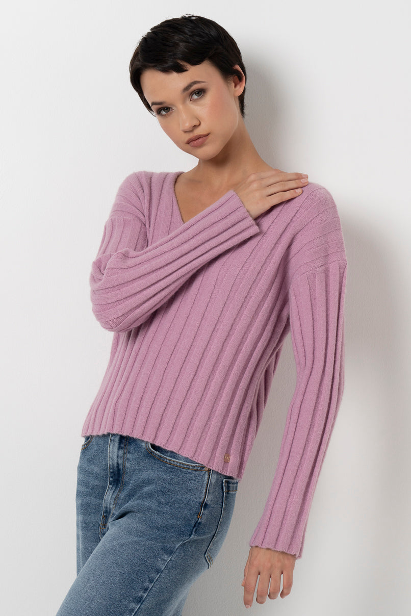 V-Neck Jumper _ 157547 _ Pink