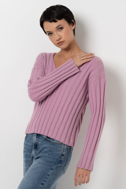 V-Neck Jumper _ 157547 _ Pink