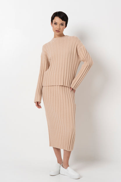 Hi-Neck Jumper _ 157545 _ Stone