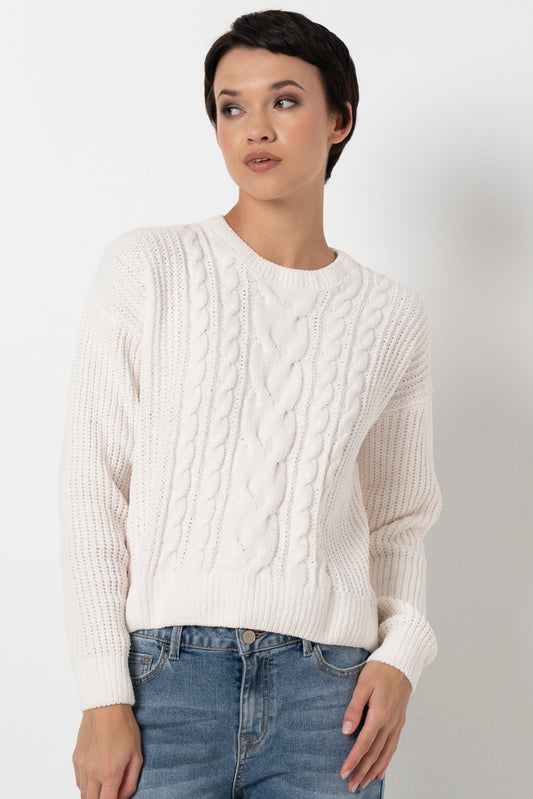 Chenille Cable Jumper _ 157550 _ Milk