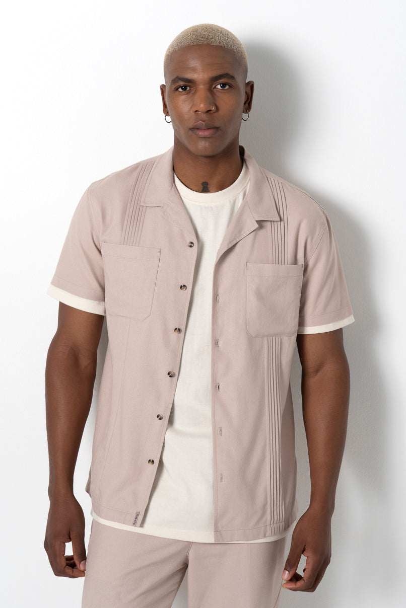 Pleated Shirt _ 161136 _ Mushroom