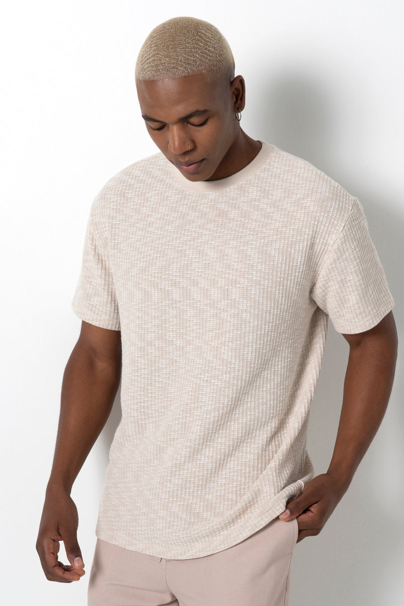 Textured T-Shirt _ 162107 _ Cement
