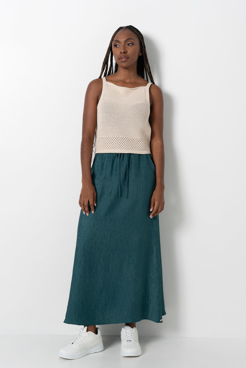 Crochet Square Neck Top _ 161627 _ Natural
