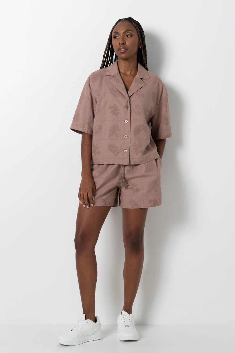 Embroidered Shorts _ 161593 _ Brown