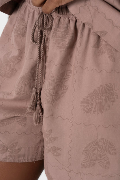 Embroidered Shorts _ 161593 _ Brown